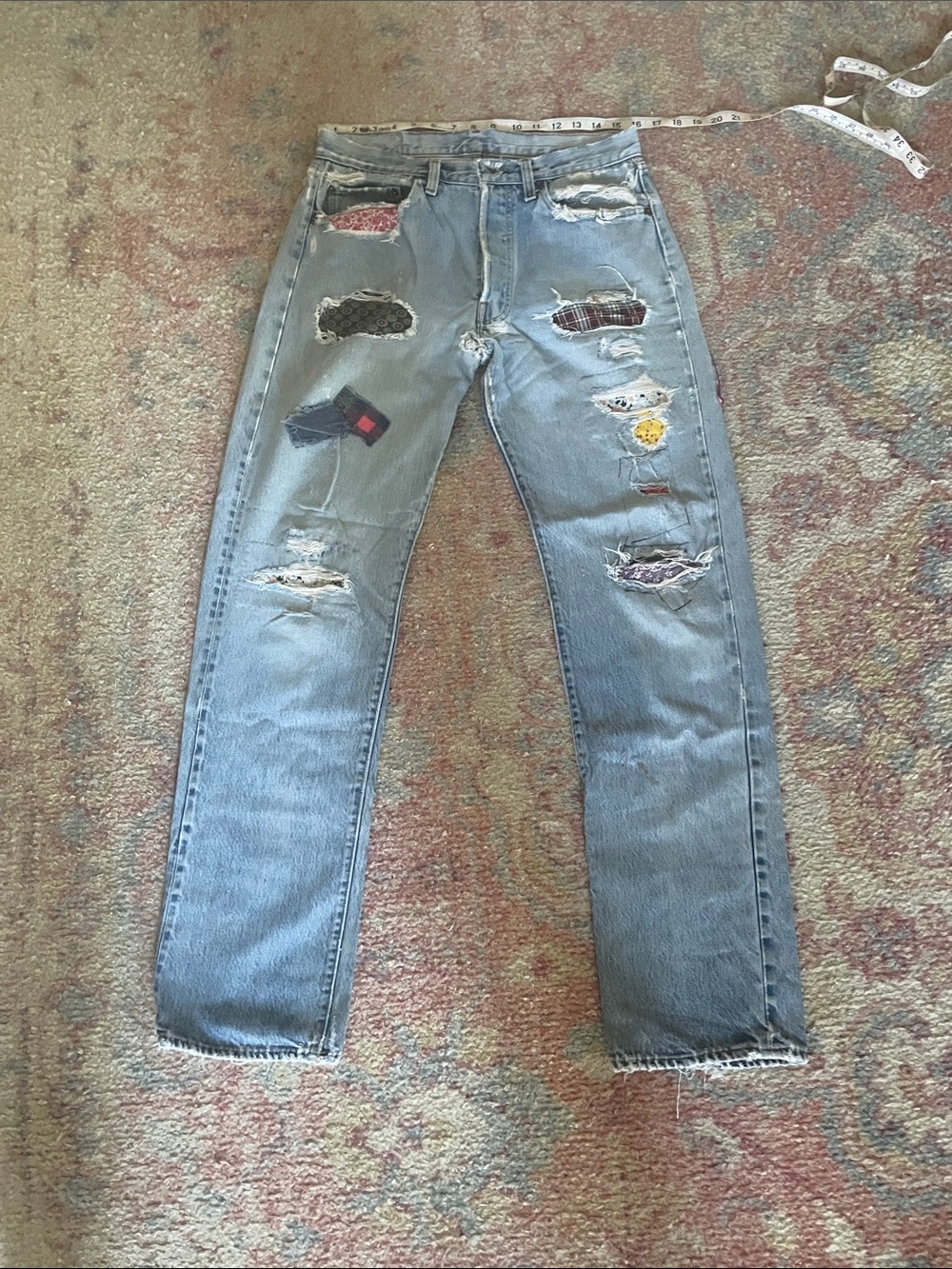 Vintage 90s Levis Grateful Dead Patchwork Hippie Festival Jeans - Picture 14 of 15